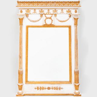 Pair of Italian Neoclassical Style White Painted and Parcel-Gilt Mirrors
