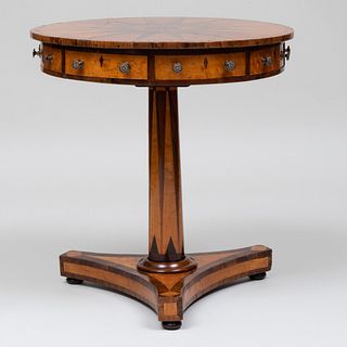 German Neoclassical Mahogany, Rosewood and Birds Eye Maple Parquetry Side Table