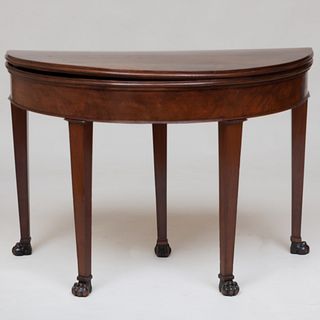 Louis Philippe Style Mahogany and Ebonized D-Shaped Games Table