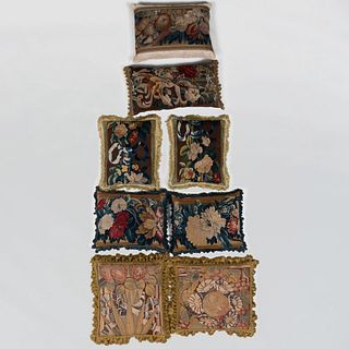 Group of Eight Continental Tapestry Fragment Pillows