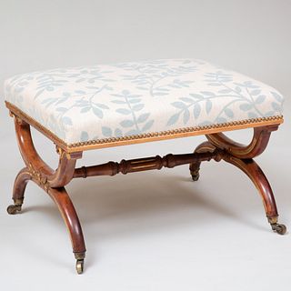 Empire Style Mahogany and Parcel-Gilt X-Form Tabouret