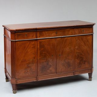 Unusual Late Louis XVI Brass-Mounted Mahogany Wine Sideboard, Stamped Gamichon