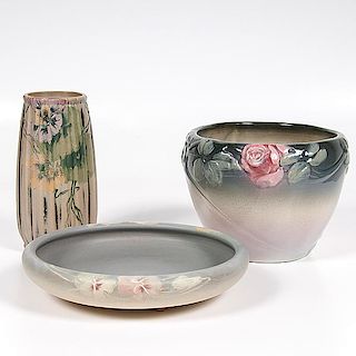 Weller Pottery Vase, Jardiniere, and Bowl 