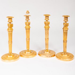 Four Directoire Ormolu Candlesticks