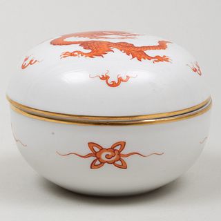Meissen Porcelain Box in the 'Red Chinese Dragon' Pattern