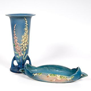 Roseville Pottery Vase and Center Bowl 