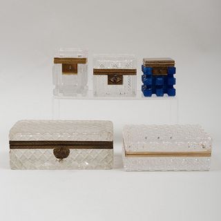 Four Continental Gilt-Metal-Mounted Cut Glass Table Boxes