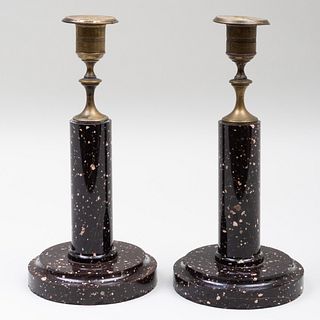 Pair of Continental Marble Candlesticks