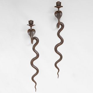Pair of Napoleon III Metal Serpent Sconces