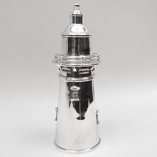 Silver Plate Lighthouse Form Cocktail Shaker