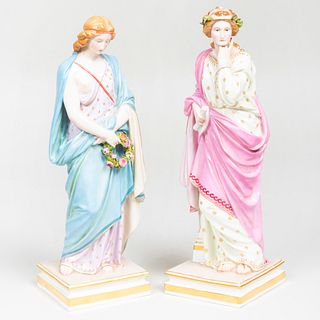 Large Pair of Meissen Emblematic Figures