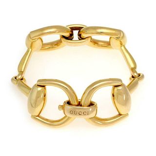 Gucci 18k Yellow Gold Large Horse Bit Link Bracele