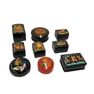 Collection of Hand Painted Russian Trinket Boxes