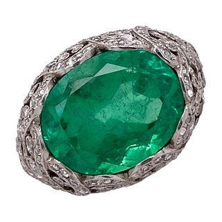 8 Carat Columbian Emerald Diamond Platinum Deco