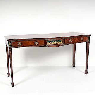 Georgian-Style Serpentine Front Sideboard in Mahogany with Eglomise  