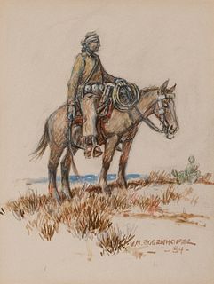 Nick Eggenhofer (1897–1985): Navajo Rider on Horseback (1984)