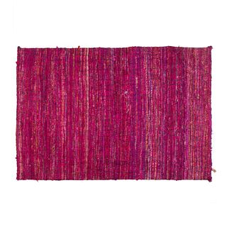 Tapete. México. Siglo XX. Elaborado en fibras de lana y algodón. Diseño lineal color lila. 180 x 123 cm