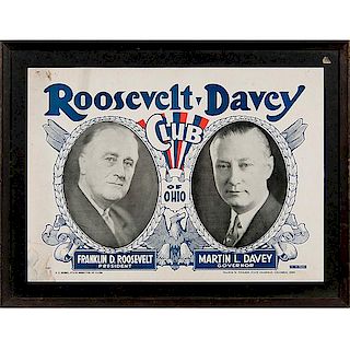 Roosevelt and Davey Club of Ohio Democratic Campaign Poster 