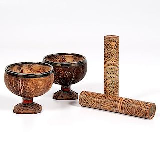 Coconut Goblets and Bamboo Spice Canisters 