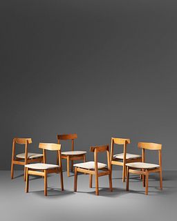 Danish Cabinet Maker 
Mid 20th Century
Set of Six Dining Chairs