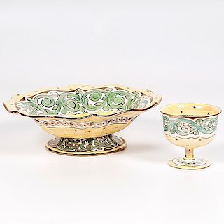 Wedgwood Stella Queen's Ware Dish and Goblet 