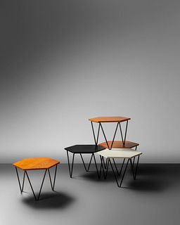 Gio Ponti
(Italian, 1891-1979)
Set of Five Low Tables,  ISA Bergamo, Italy