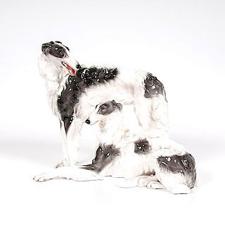 Goldscheider Porcelain Wolfhounds 