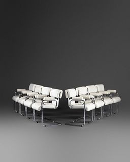 Guido Faleschini
(Italian, 20th Century)
Set of Eight Dining Chairs, c. 1975, Mariani, Italy 