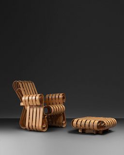 Frank Gehry
(American, b. 1929)
Power Play Lounge Chair and Ottoman, Knoll, USA 