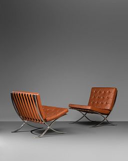 Ludwig Mies van der Rohe(German-American, 1886-1969)Pair of Barcelona Lounge Chairs, Knoll, USA