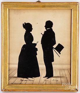 Watercolor silhouette of Martha & Zachary Childs