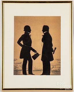 Watercolor silhouette of two gentlemen