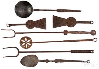 Group of wrought iron utensils, 19th c.