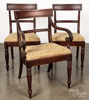 Set of six Sheraton mahogany dining chairs