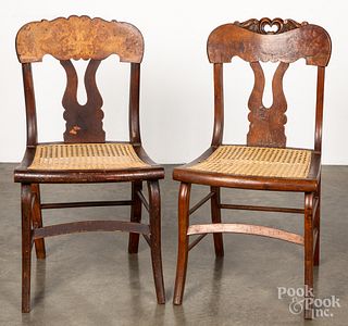 Pair of maple sabre leg dining chairs