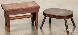 Two pine footstools, 19th c.