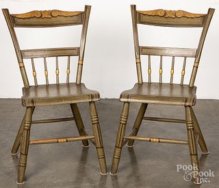 Pair of Pennsylvania painted plank seat chairs
