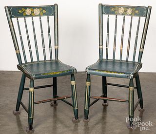 Pair of Pennsylvania painted plank seat chairs