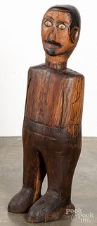 Large carved pine figure of a man