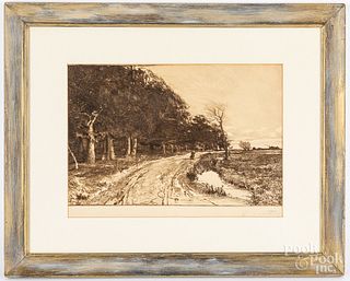Two William Lathrop signed etchings