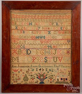 Wool on linen sampler dated 1865