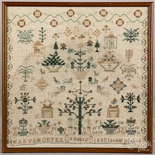 Two English silk on linen samplers