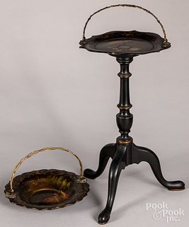 Ebonized stand, with lacquer basket top