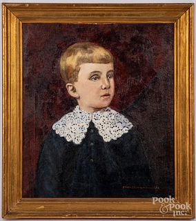 Mary J. Wilkinson oil on canvas portrait of a boy