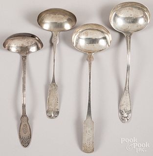 Three coin silver ladles