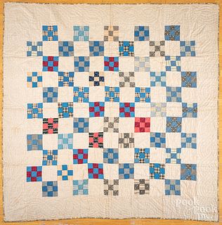 Red and white postage crosses quilt, late 19th c.