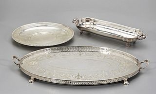 Three Silver Plate Serving Trays