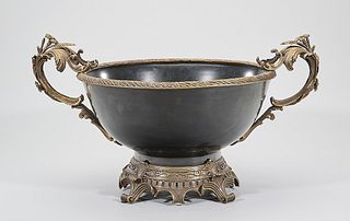 Elaborate European-Style Porcelain and Gilt Metal Footed Bowl