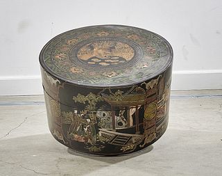 Chinese Painted Wood Covered Box