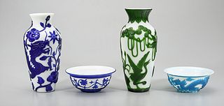 Group of Four Chinese Decorative Glass Items